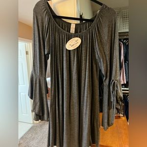Grey Tunic Shirt/dress. Cute sleeves with ties, brand, new, never worn.